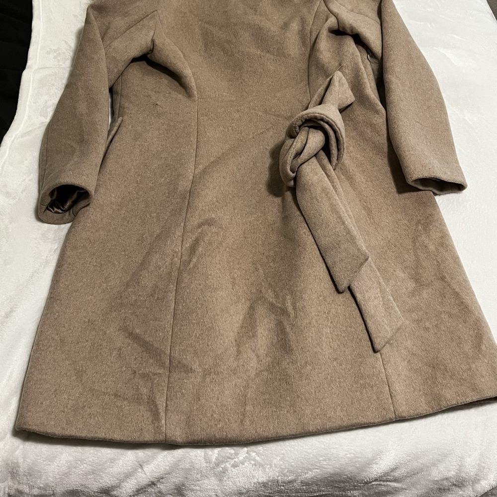 Marciano By Guess Wool Blend Coat Womens Size‎ 2 Tan Camel Faux Fur Trim Belted - Picture 7 of 16